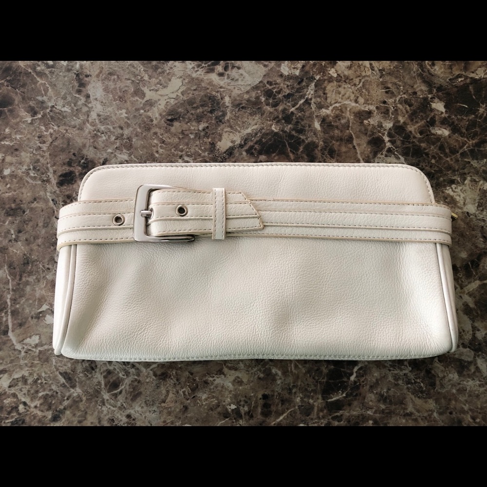 White leather Express clutch